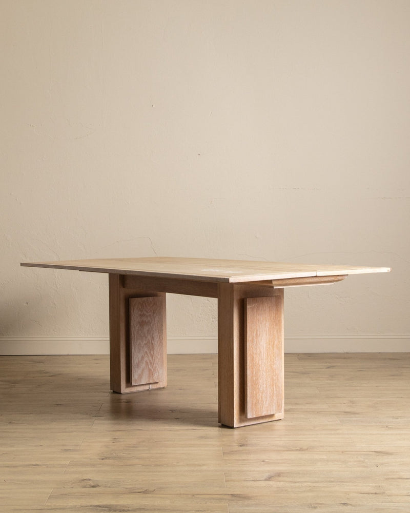 Large Cerused Oak Flip Top Console / Dining Table, France, 1940's - Lone Fox