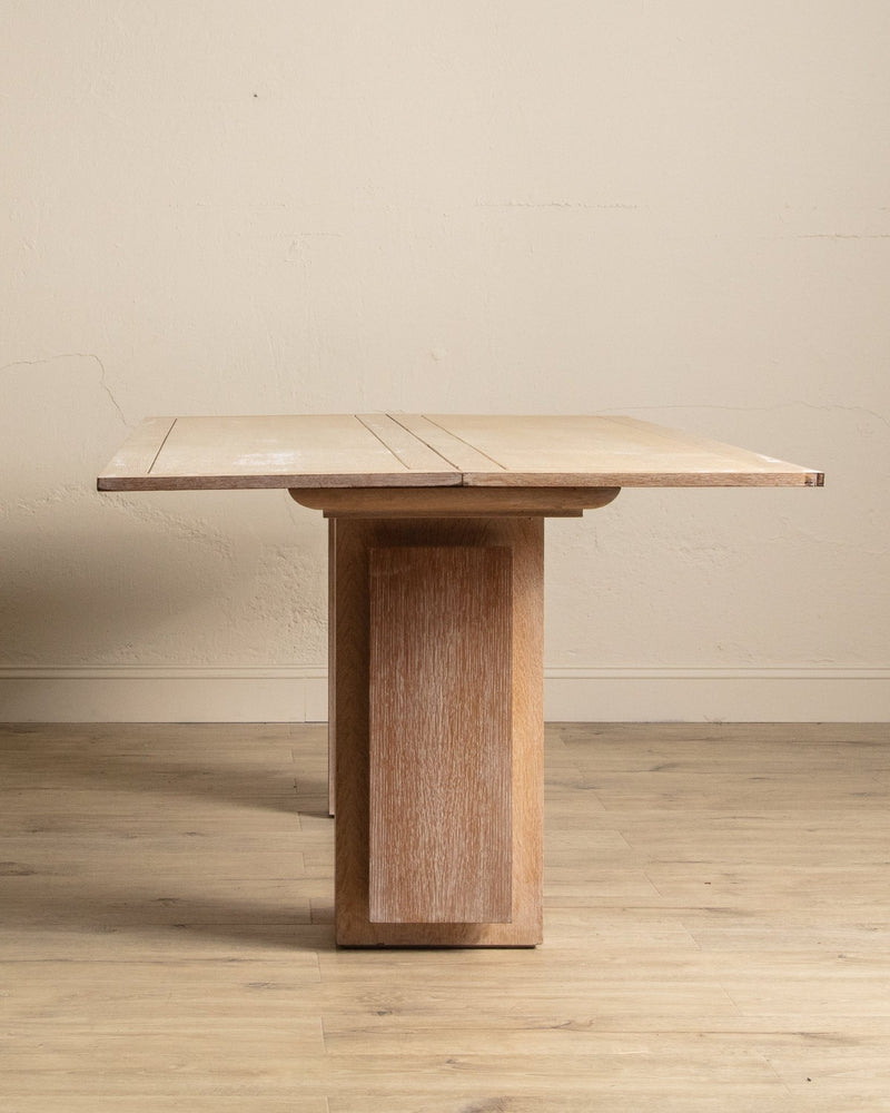 Large Cerused Oak Flip Top Console / Dining Table, France, 1940's - Lone Fox
