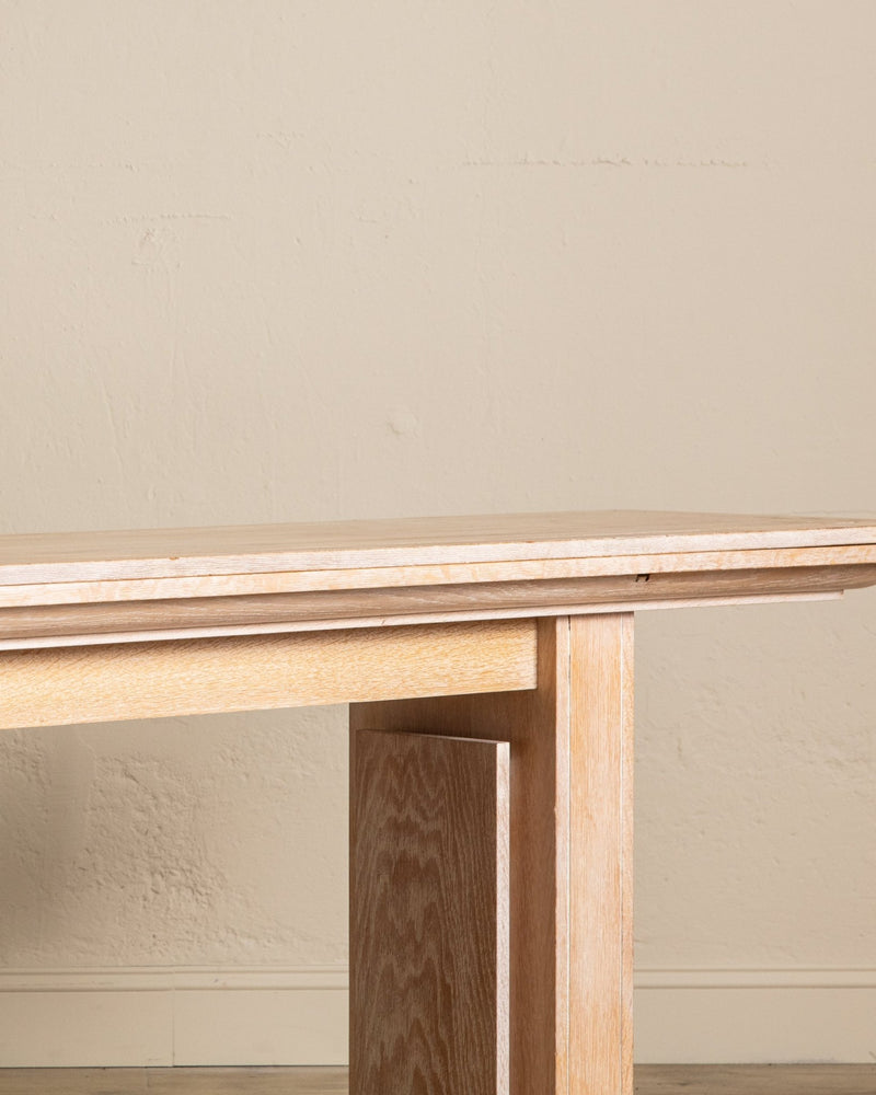 Large Cerused Oak Flip Top Console / Dining Table, France, 1940's - Lone Fox