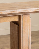 Large Cerused Oak Flip Top Console / Dining Table, France, 1940's - Lone Fox