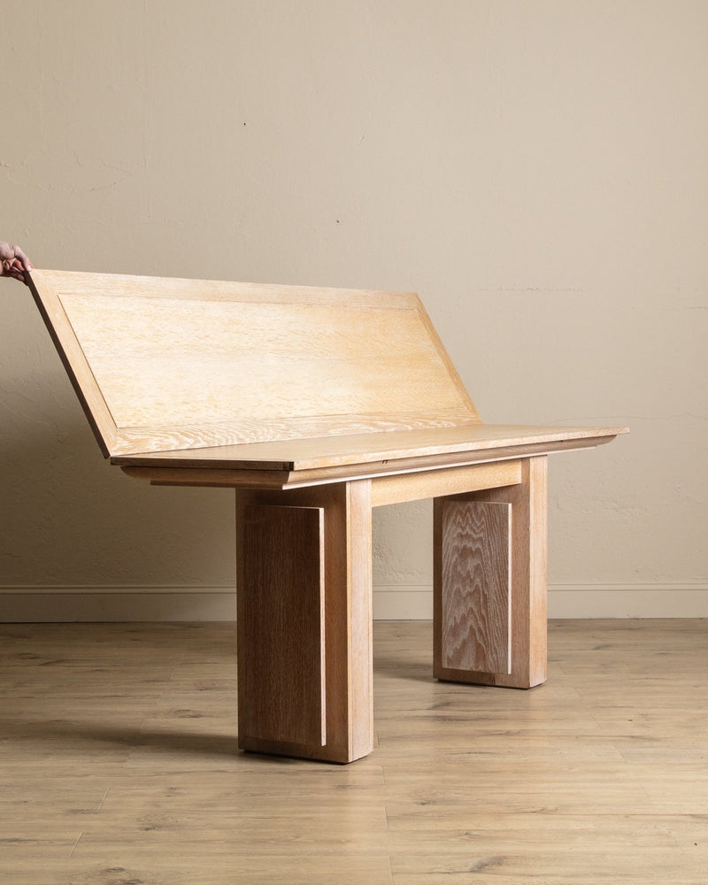 Large Cerused Oak Flip Top Console / Dining Table, France, 1940's - Lone Fox