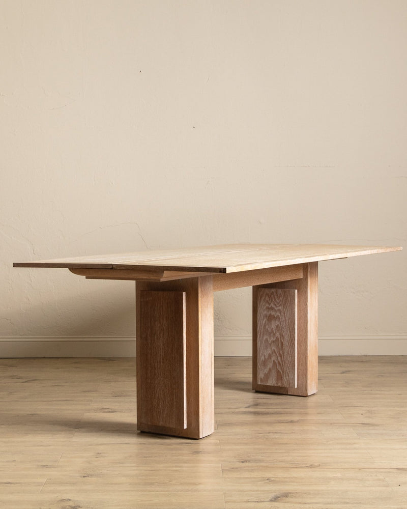 Large Cerused Oak Flip Top Console / Dining Table, France, 1940's - Lone Fox