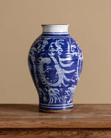 Large Cobalt & White Studio Pottery Vase, United States, 1970s - Lone Fox