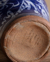 Large Cobalt & White Studio Pottery Vase, United States, 1970s - Lone Fox