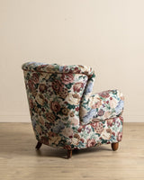 Large Danish Club Chair in Floral Tapestry, Denmark, 1940's - Lone Fox