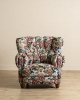 Large Danish Club Chair in Floral Tapestry, Denmark, 1940's - Lone Fox