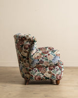 Large Danish Club Chair in Floral Tapestry, Denmark, 1940's - Lone Fox