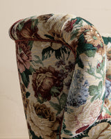 Large Danish Club Chair in Floral Tapestry, Denmark, 1940's - Lone Fox