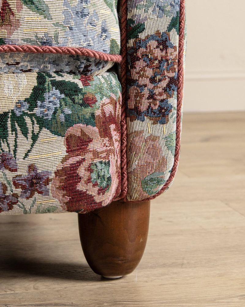 Large Danish Club Chair in Floral Tapestry, Denmark, 1940's - Lone Fox