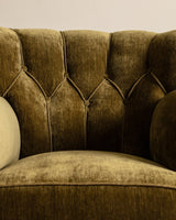 Large Danish Club Chair in Marbled Olive Velvet, Denmark, 1940's - Lone Fox