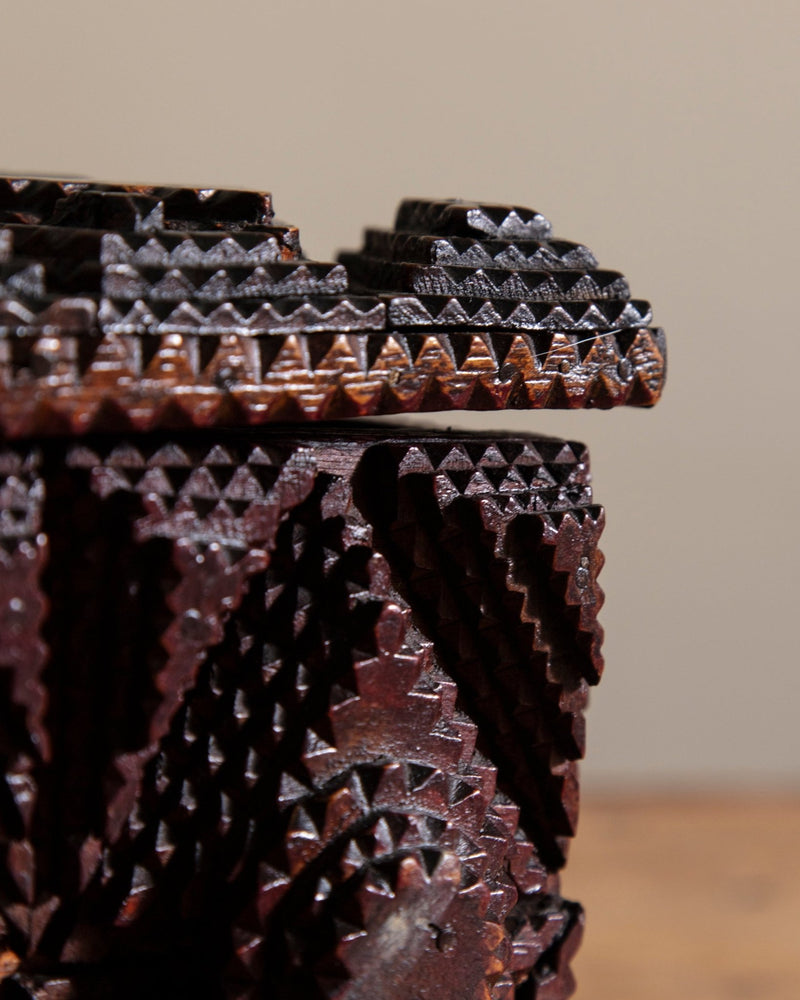 Large Diamond Tramp Art Box, 19th Century - Lone Fox