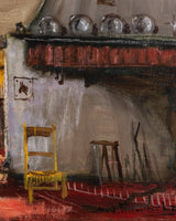 Large Farmhouse Interior Oil Painting by Henri Joseph Pauwels, Belgium, 1930's - Lone Fox