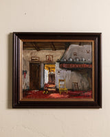 Large Farmhouse Interior Oil Painting by Henri Joseph Pauwels, Belgium, 1930's - Lone Fox