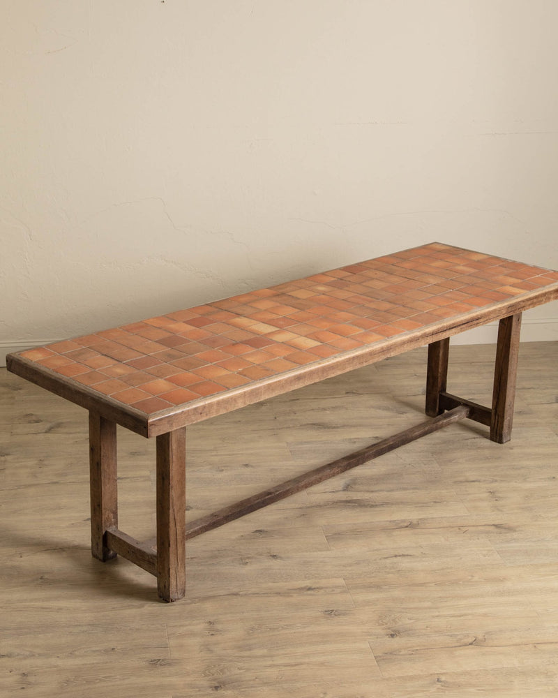 Large French Terracotta Tile Top Console / Dining Table, 1970's - Lone Fox