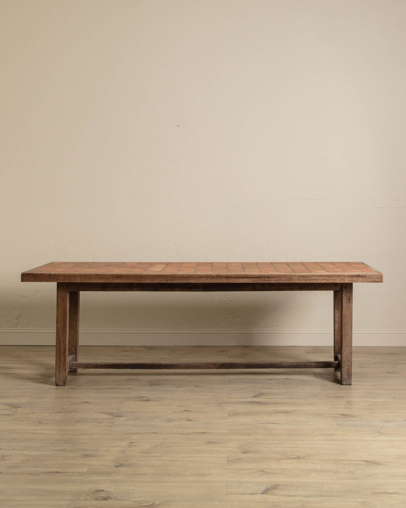 Large French Terracotta Tile Top Console / Dining Table, 1970's - Lone Fox