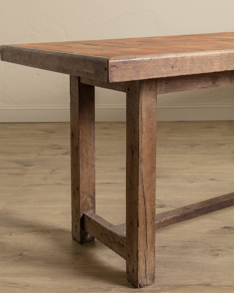 Large French Terracotta Tile Top Console / Dining Table, 1970's - Lone Fox