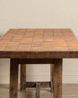 Large French Terracotta Tile Top Console / Dining Table, 1970's - Lone Fox