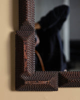 Large Geometric Diamond Tramp Art Wall Mirror, 19th Century - Lone Fox