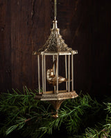 Large Golden Birdcage & Bird Ornament - Lone Fox