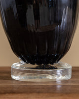 Large Hand Blow Murano Black Glass Leaf-Trim Vase 2, Italy, 2000's - Lone Fox