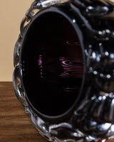 Large Hand Blow Murano Black Glass Leaf-Trim Vase 2, Italy, 2000's - Lone Fox