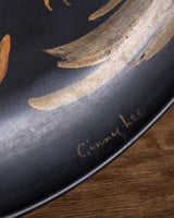 Large Hand Painted Metal Rooster Plate, Signed - Lone Fox