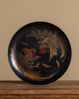 Large Hand Painted Metal Rooster Plate, Signed - Lone Fox