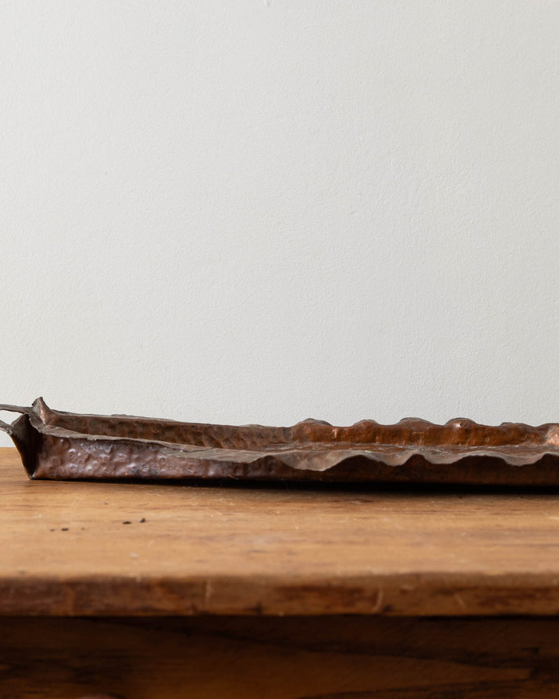 Large Handmade Hammered Copper Peacock Tray - Lone Fox