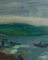 Large Impressionist River Scene Oil Painting, Denmark, 1949 - Lone Fox