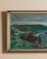 Large Impressionist River Scene Oil Painting, Denmark, 1949 - Lone Fox