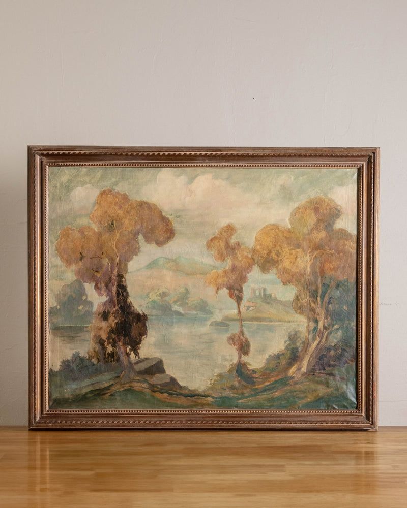 Large Impressionistic European Landscape Oil Painting, 1940's - Lone Fox