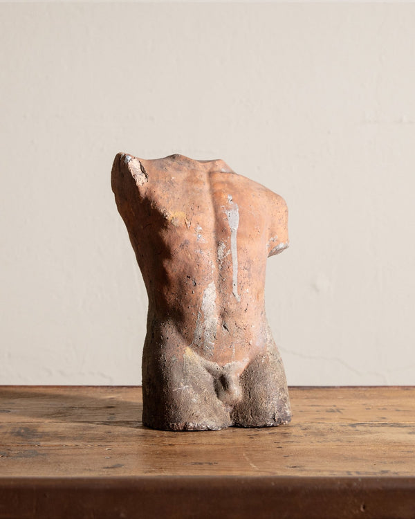 Large Male Clay Torso w/ Aged Patina, Early 20th Century - Lone Fox