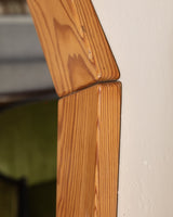 Large Mid Century Pine Brutalist Wall Mirror, Sweden, 1970's - Lone Fox