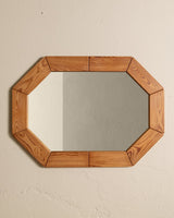 Large Mid Century Pine Brutalist Wall Mirror, Sweden, 1970's - Lone Fox