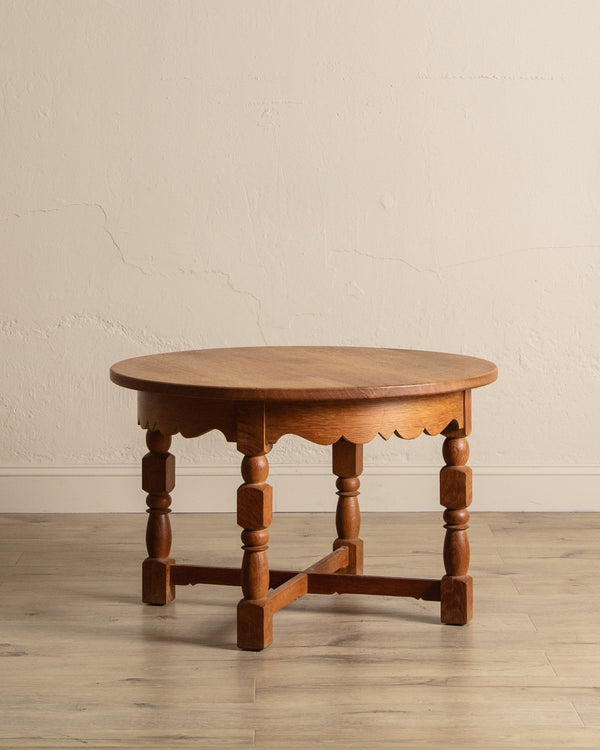 Large Oak Side Table w/ Scalloped Apron by Henning Kjarenulf, Denmark, 1970's - Lone Fox