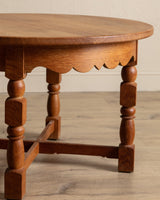 Large Oak Side Table w/ Scalloped Apron by Henning Kjarenulf, Denmark, 1970's - Lone Fox