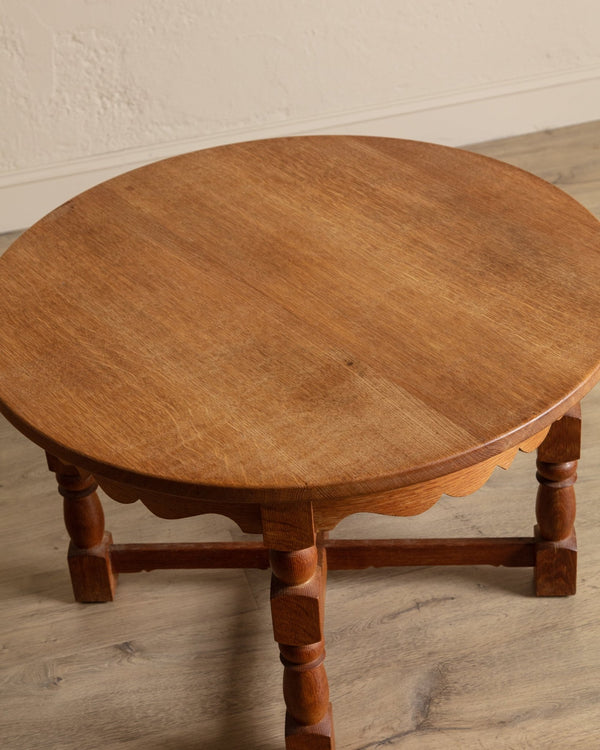 Large Oak Side Table w/ Scalloped Apron by Henning Kjarenulf, Denmark, 1970's - Lone Fox