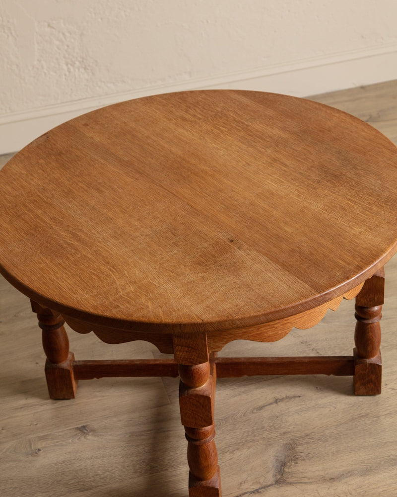 Large Oak Side Table w/ Scalloped Apron by Henning Kjarenulf, Denmark, 1970's - Lone Fox