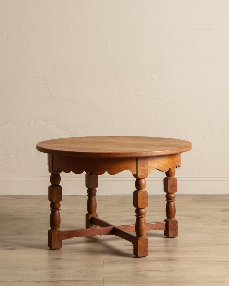 Large Oak Side Table w/ Scalloped Apron by Henning Kjarenulf, Denmark, 1970's - Lone Fox