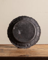 Large Scalloped Hand Painted Folk Art Metal Dish, European, Early 20th Century - Lone Fox