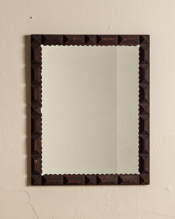 Large Scalloped Tramp Art Wall Mirror, Early 19th Century - Lone Fox