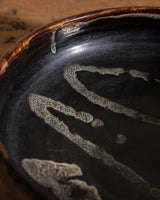 Large Shallow Studio Fruit Bowl in Black/White, Signed - Lone Fox