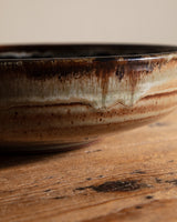 Large Shallow Studio Fruit Bowl in Black/White, Signed - Lone Fox