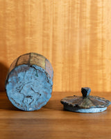 Large Striped Lidded Studio Pottery Canister - Lone Fox
