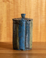 Large Striped Lidded Studio Pottery Canister - Lone Fox