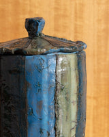 Large Striped Lidded Studio Pottery Canister - Lone Fox