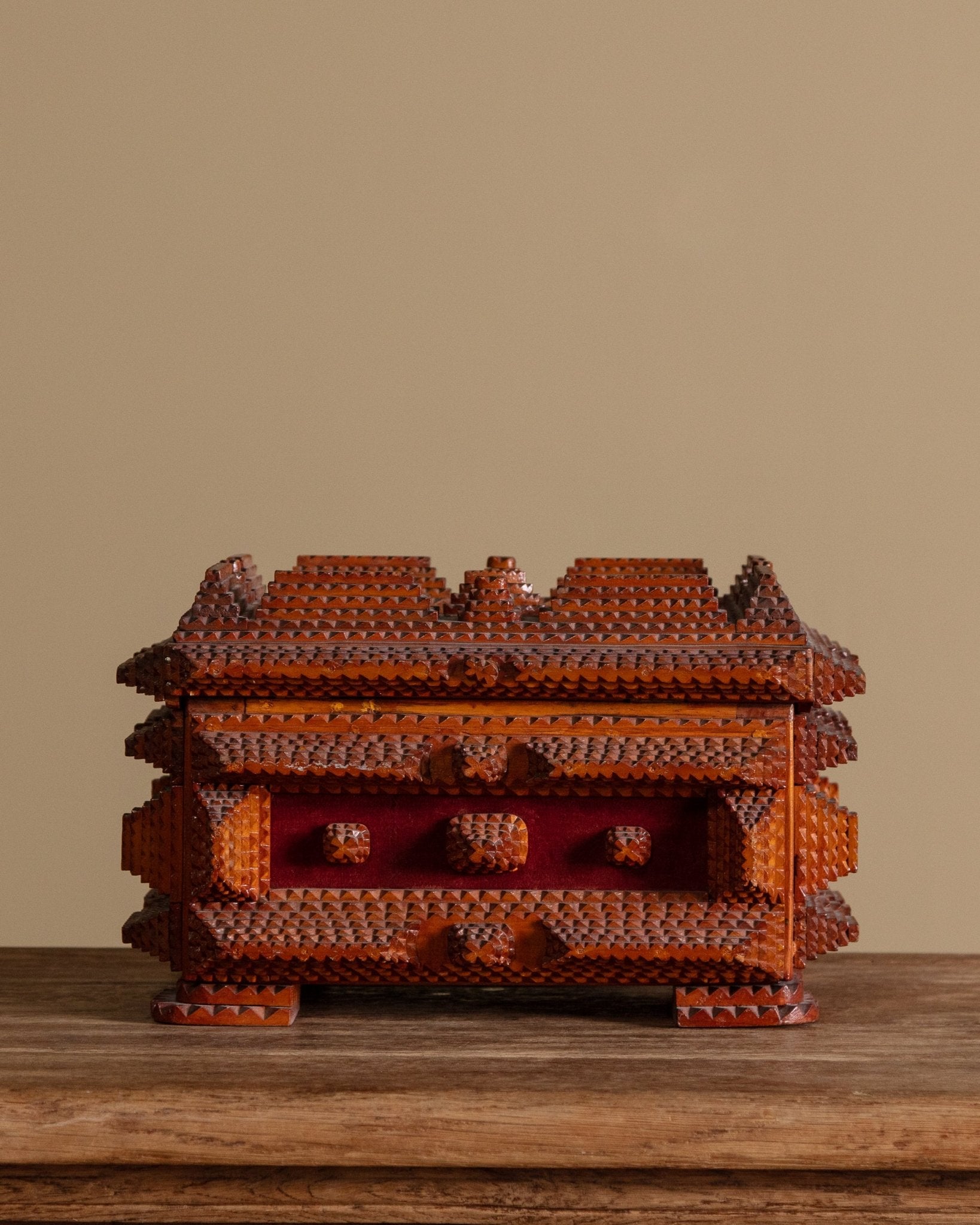 Large Tramp Art Box with Split Compartment, United States, Mid