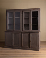 Large Two Piece Painted Oak Cabinet w/ Glass Doors, France, 19th Century - Lone Fox
