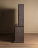 Large Two Piece Painted Oak Cabinet w/ Glass Doors, France, 19th Century - Lone Fox