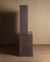 Large Two Piece Painted Oak Cabinet w/ Glass Doors, France, 19th Century - Lone Fox